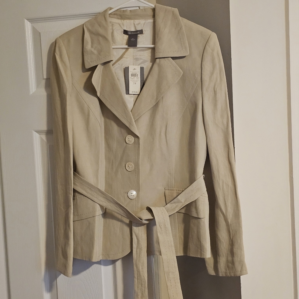 Ann Taylor Light Tan Belted Blazer